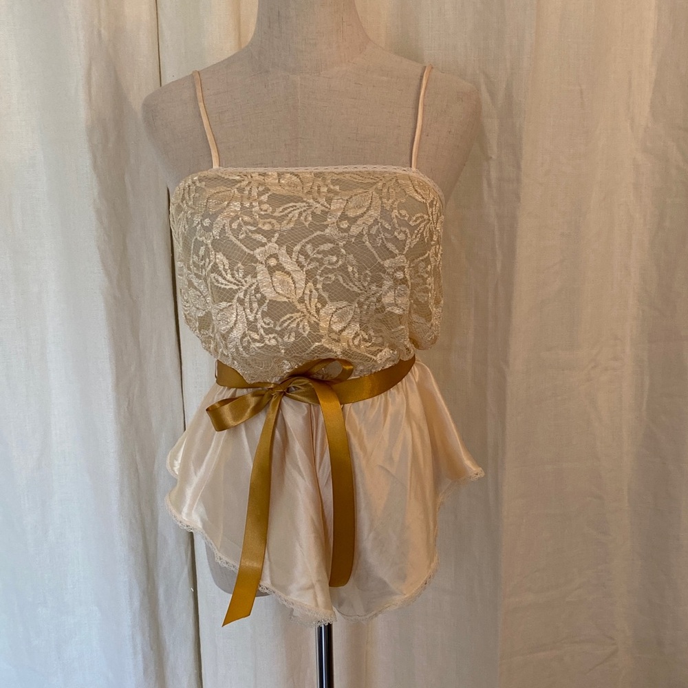 Vintage Flair Lace and Satin Teddy Bodysuit Lingerie